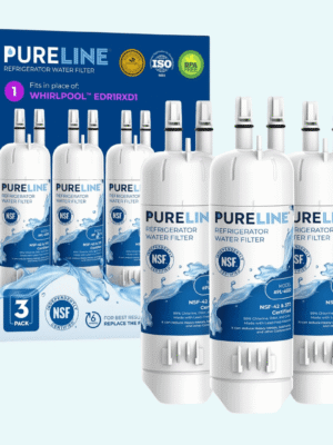 Pureline EDR1RXD1 Water Filter Replacement for Everydrop® Filter 1, W10295370A, P8RFWB2L, P4RFWB, EDR1RXD1B, Kenmore® 46-9081, 46-9930 Refrigerator Water Filter (3 Pack)