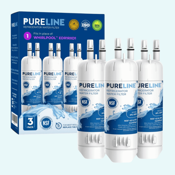 Pureline EDR1RXD1 Water Filter Replacement for Everydrop® Filter 1, W10295370A, P8RFWB2L, P4RFWB, EDR1RXD1B, Kenmore® 46-9081, 46-9930 Refrigerator Water Filter (3 Pack)